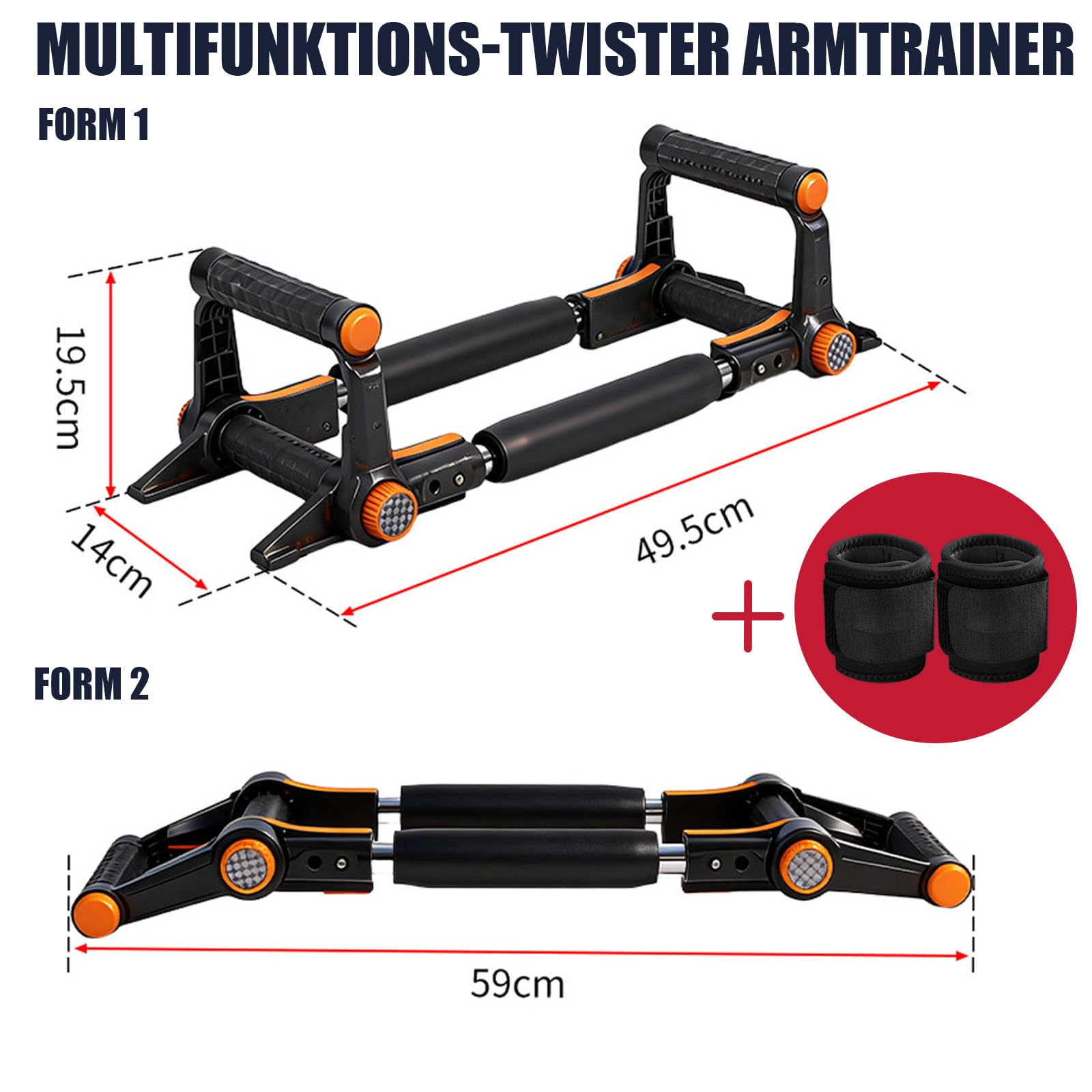 Power Twister Armtrainer für Zuhause, Abnehmbar als Liegestützgriffe, 2 in 1 Tragbarer Brusttrainer für Männer,3-Fach Verstellbar 30-50kg,Oberkörper Trainingsgerät,Gorilla Grip