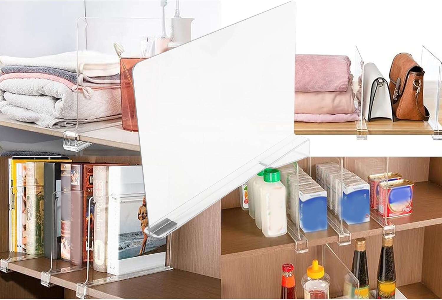 Adjustable Acrylic Purse Organizer Clear Shelf Divider for Closet HandbagBag Clutch Towel Storage Closet Organization Essential