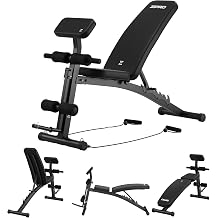 ZIPRO Folding Weight Bench with Leg Curler & Curl Desk - Adjustable Incline Bench and Training Bench for Bench Press - Multifunctional Fitness Bench and Preacher Curl Bench for Effective Home Gym