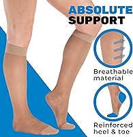 Vista 9 de (3 pares, punta cerrada) Medias de compresión de talla grande para mujer, de 15-20 mmHg, de compresión traslúcidas para mujer, hasta la rodilla