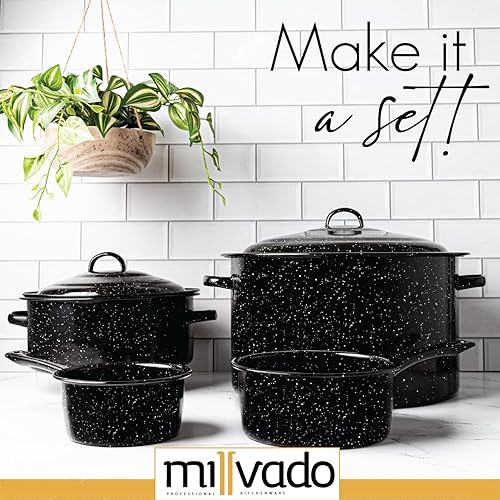 Miniatura 4 de Cacerola de granito de 2 cuartos de galón, ollas naturalmente antiadherentes, utensilios de cocina esmaltados moteados, sartén pequeña para cocinar