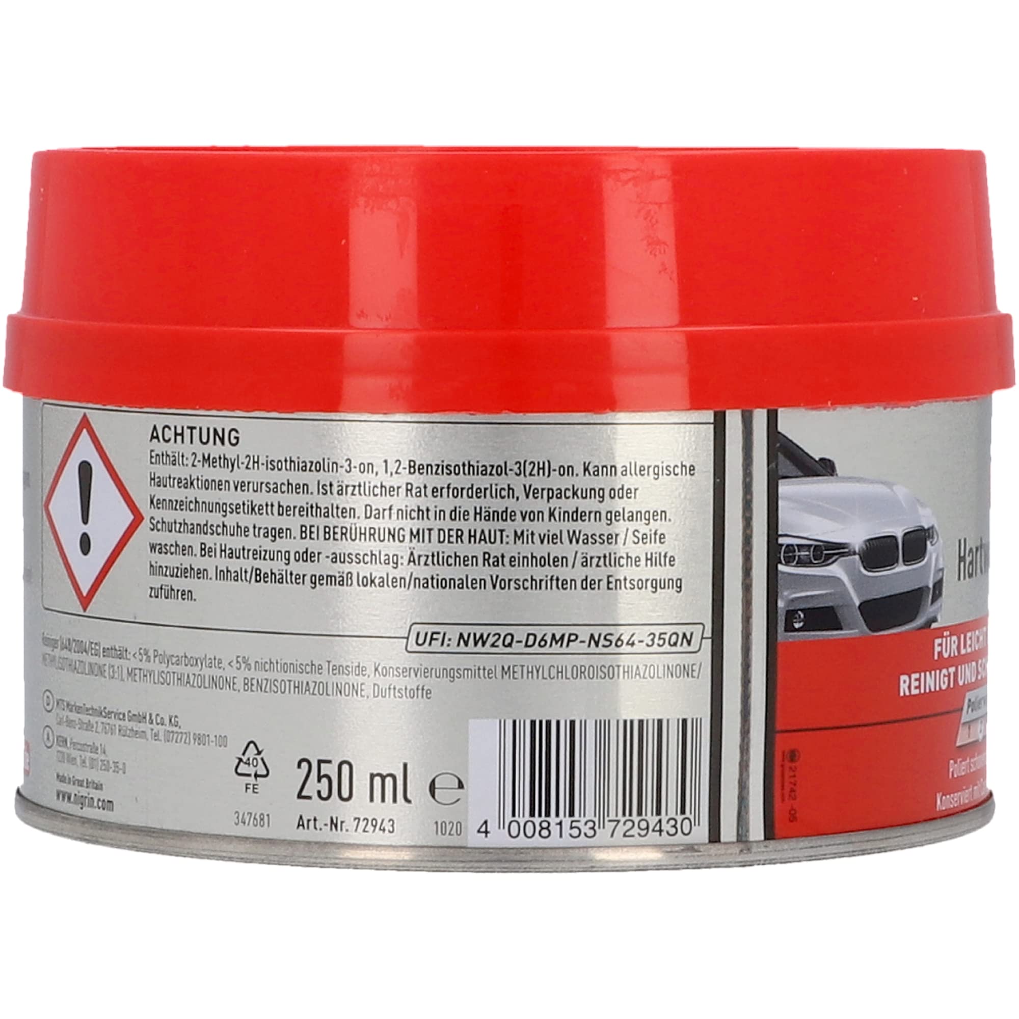 Nigrin 72943 pasta do polerowania twardego wosku, 250 ml