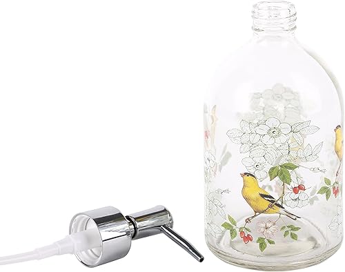 Miniatura 7 de Dispensador de jabón de vidrio de 17 onzas con bomba de acero inoxidable a prueba de óxido, dispensador de jabón líquido recargable para manos,