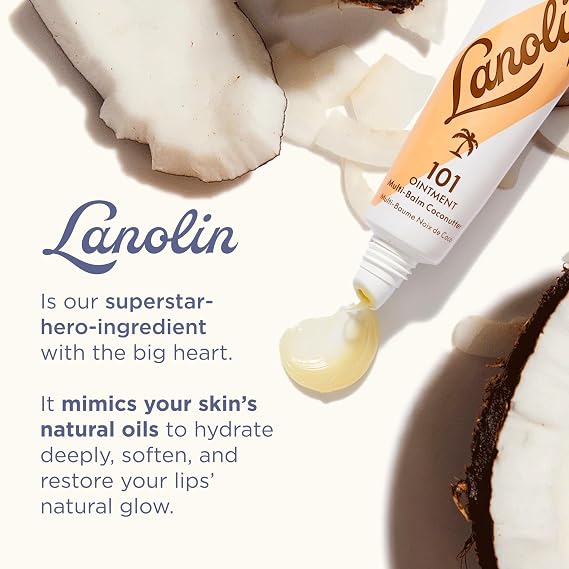 Lanolips Original & Coconut Set Original Superbalm (0.52 oz) + Coconutter (0.35 oz) Multipurpose Lanolin Lip Balms for Hydrated Lips, Cuticles & Dry Skin