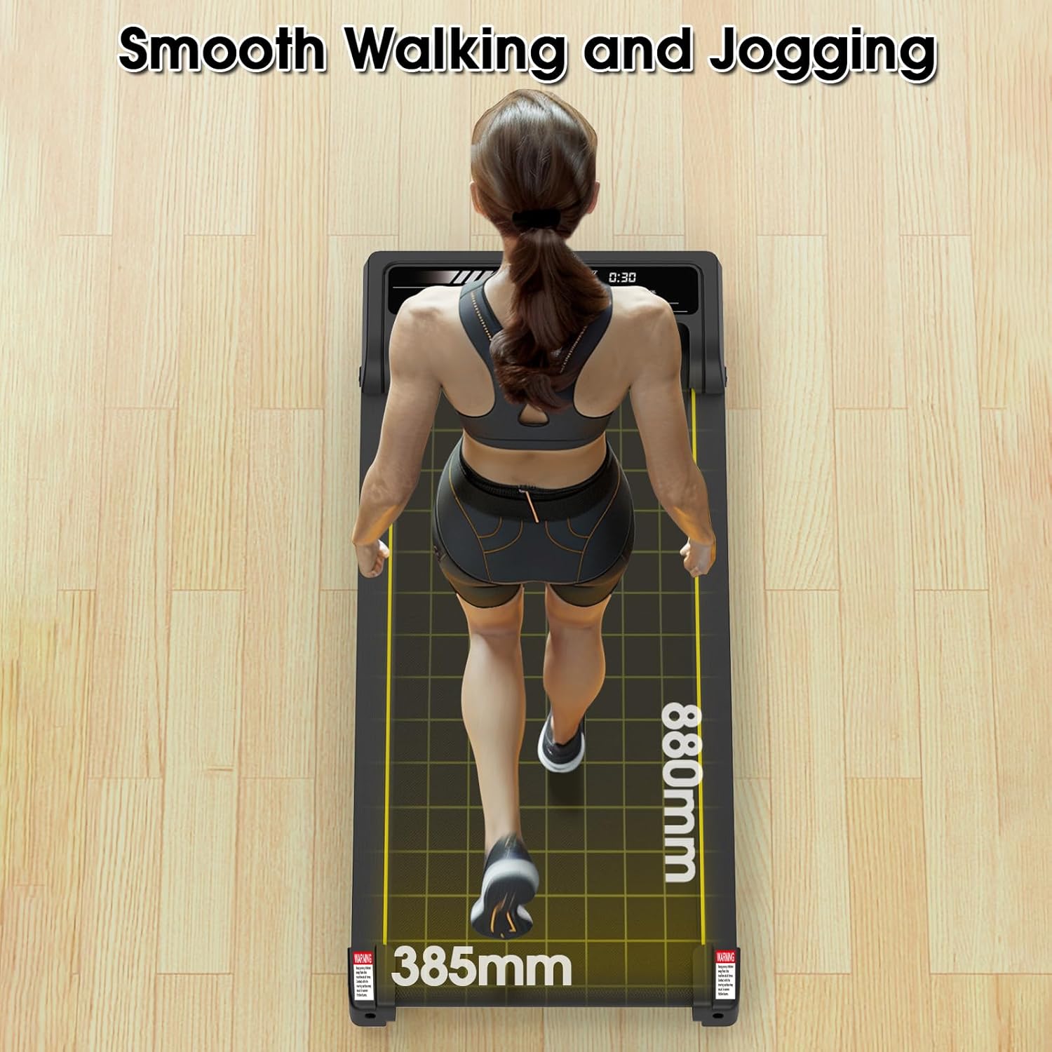 Overhead view of ADVWIN Walking Pad showing running area dimensions