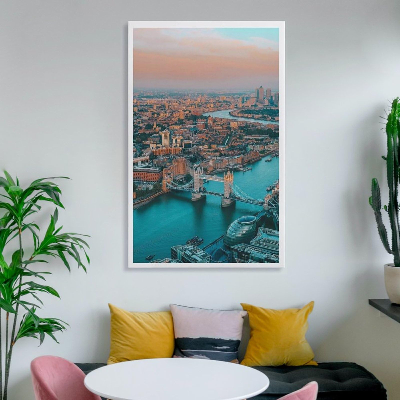 QOGDAF Poster colorato su tela di Londra, decorazione per camera da letto, ufficio, stanza, regalo, 30 x 45 cm