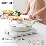Kordisen Ceramic Nonstick Frying Pan Skillet Set with Lid, 3 Piece Ceramic Pans for Cooking Non Toxic, Healthy Induction Cookware, Stay-Cool Handle, PFOA & PFAS Free (8 Inch, 9.5 Inch, 11 Inch)