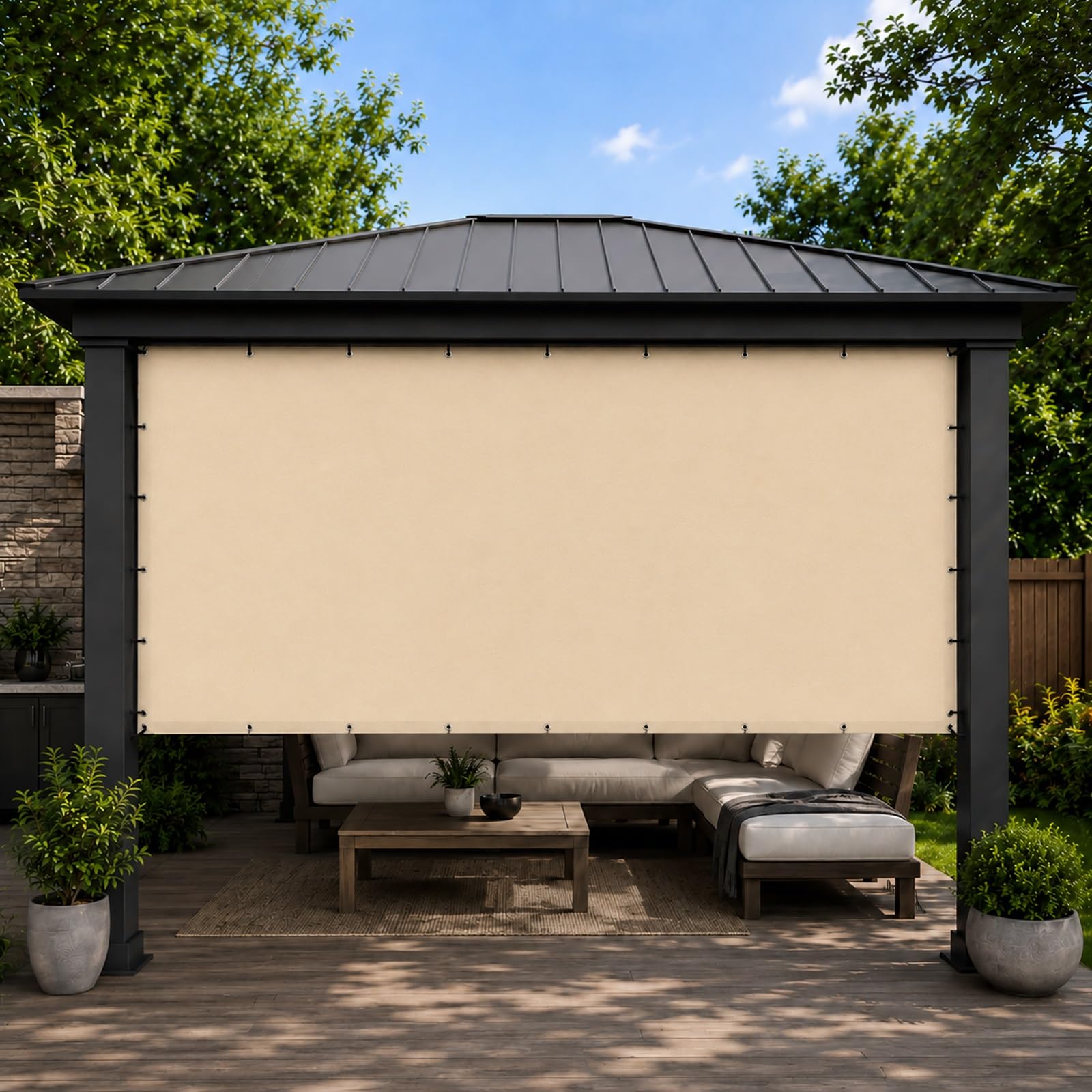 Vela Ombreggiante Impermeabile 120 x 190 cm Protezione Solare Respirante Anti UV Rettangolare Resistente Alle Intemperie Tenda Parasole Rettangolare per Giardino, Color Crema