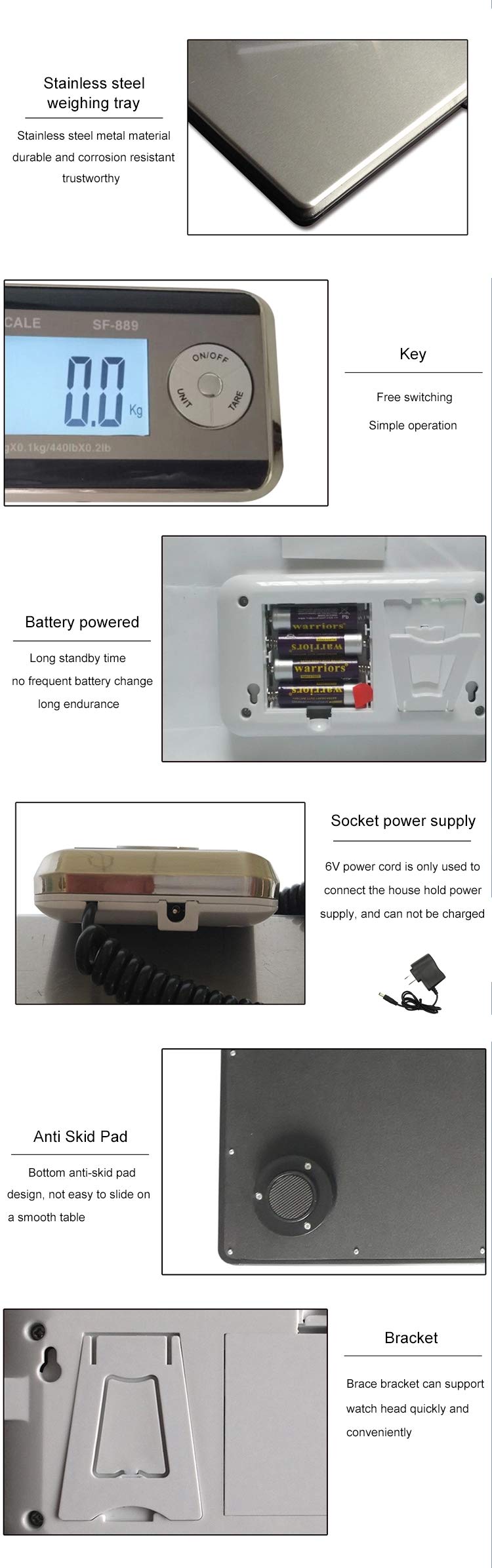 Bonvoisin Balance pour colis postaux, plate-forme pour charges lourdes, balance numérique pour poste 75 – 300 kg par batterie non incluse (150 kg, 50 g)