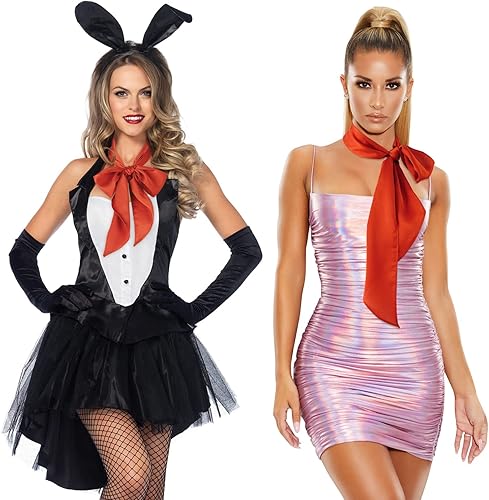 Vista 3 de GERINLY - Pañoleta larga de color liso, Pañoleta delgada, bufanda delgada, corbata para fiesta de disfraces de los años 50