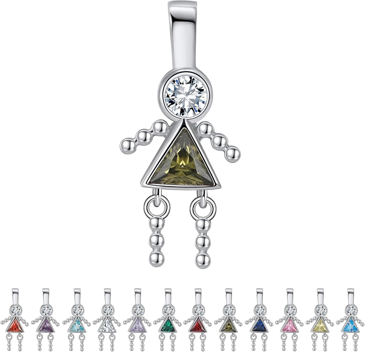 Colgante para bebé niño/niña con circonita cúbica, colgante para mamá y niño, collar con piedra natal para mujer