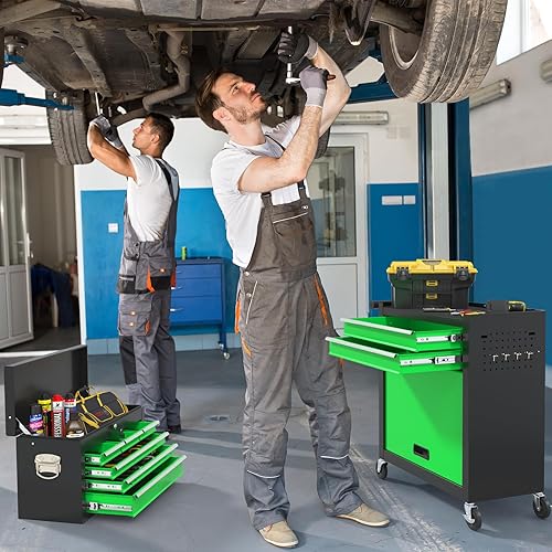 Miniatura 8 de Caja de herramientas con ruedas de alta capacidad de 8 cajones, caja de herramientas de metal con ruedas y cajones, caja de herramientas desmontable