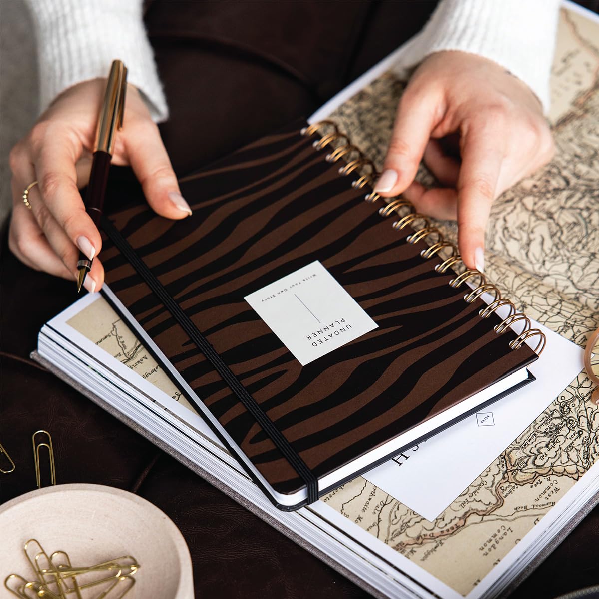 PAPERORA Spiralli Süresiz Planlayıcı Ajanda Kahverengi Zebra- 15x21
