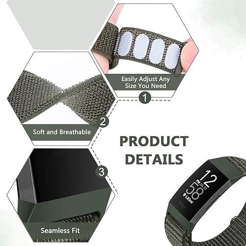 Miniatura 5 de Correas de nailon para reloj, compatibles con Fitbit Charge 4, Charge 3, Edición especial, correa de repuesto suave, deportiva, transpirable