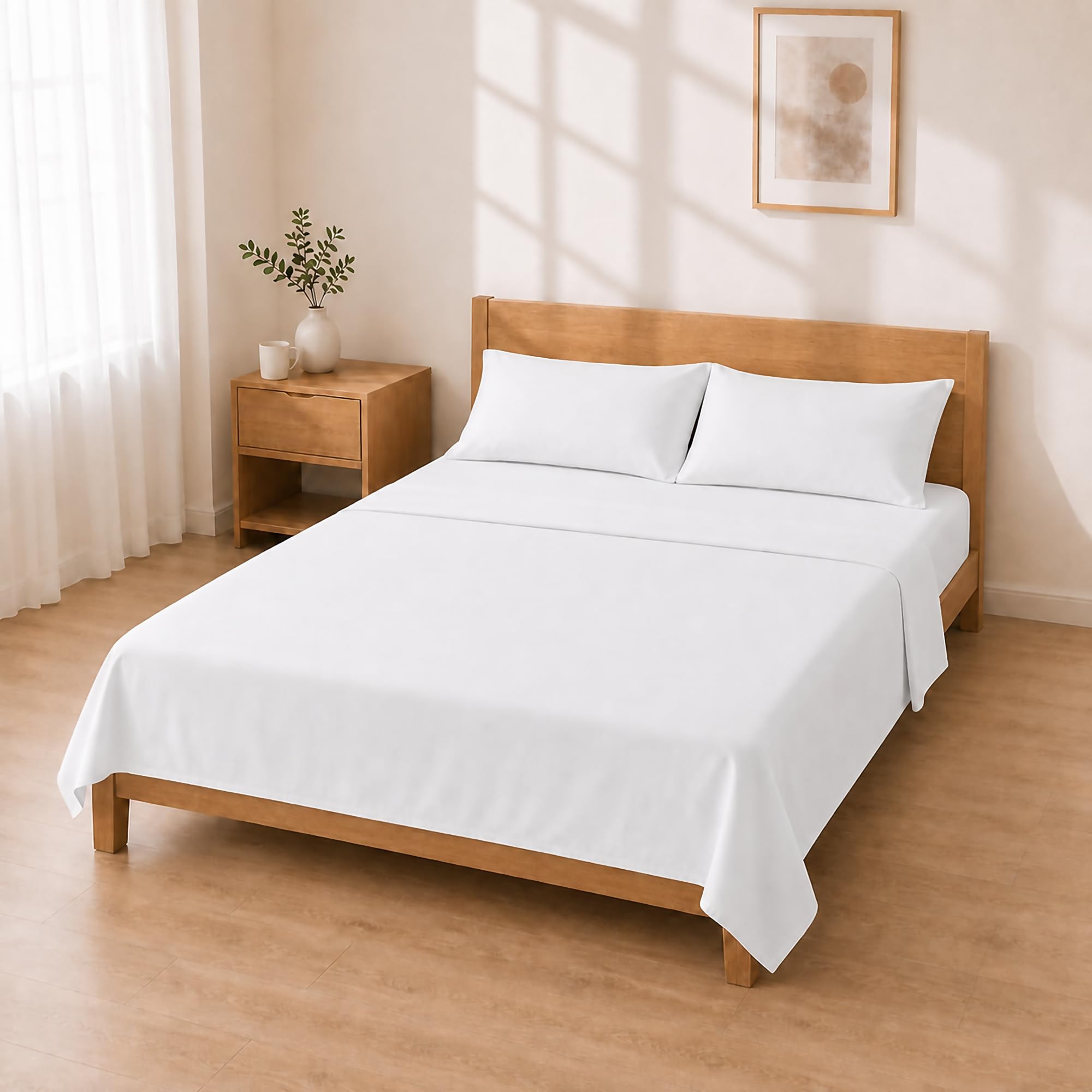 Microfibre Fitted Sheet Set 140 x 200 + 30 / 220 x 280 + 50 x 80 cm 2 Pieces, White