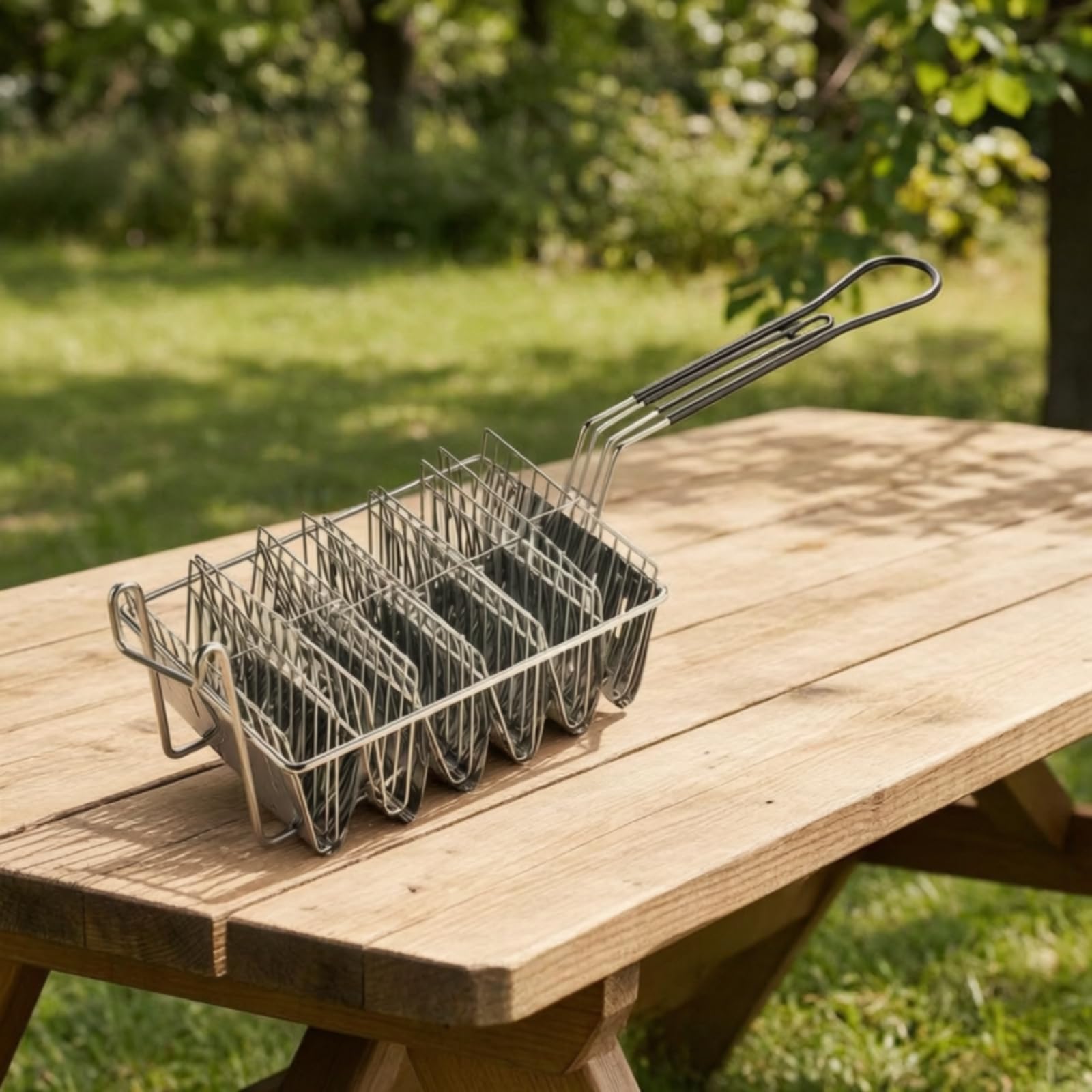 Moule à Taco Panier Friteuse Support Réchaud Ustensile Métal Acier Inoxydable 430 Cadre à Fils Circulation Huile Régulière pour Croquantes Poignée, style to 2