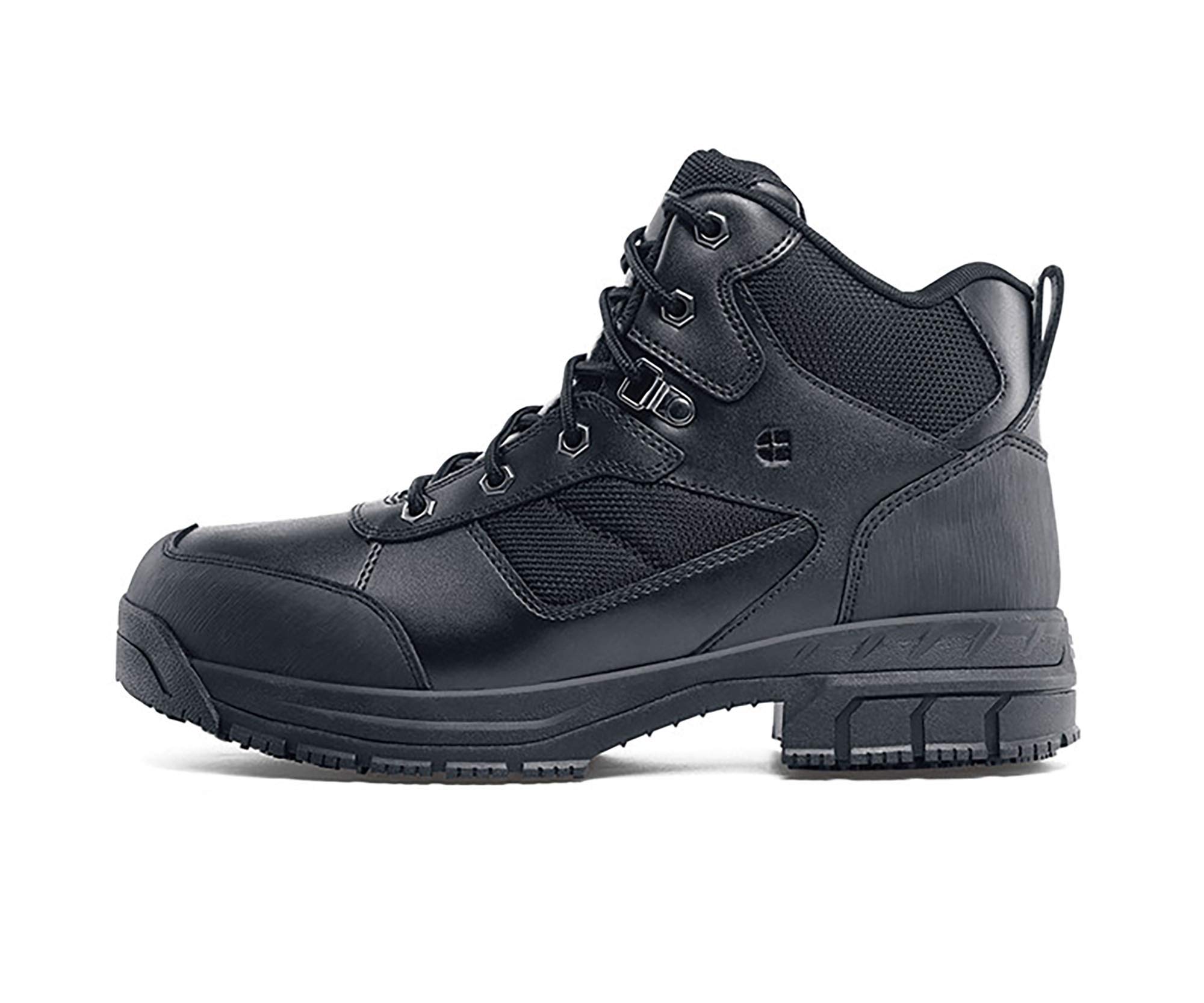 Shoes for Crews Voyager II, Men's, Women's, Unisex Steel Toe (ST) Work Boots, Slip Resistant, Water Resistant, Black, Men's 12 / Women's 13.5 Wide