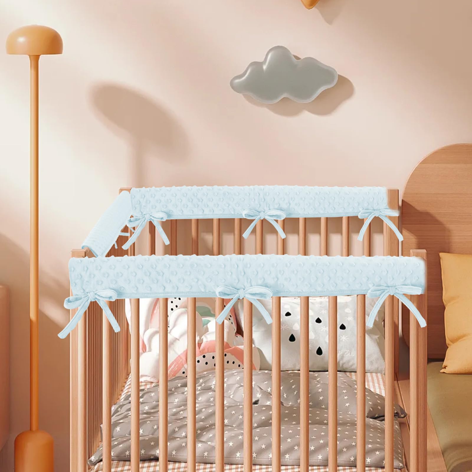 Bettkantenschutz Für Kinderbetten,Schutz für Bettrahmen,Babybett Umrandungen,Babybett Umrandungen,Abnehmbar,Reinigbar,Kantenschutz und Eckenschutz (Blau)