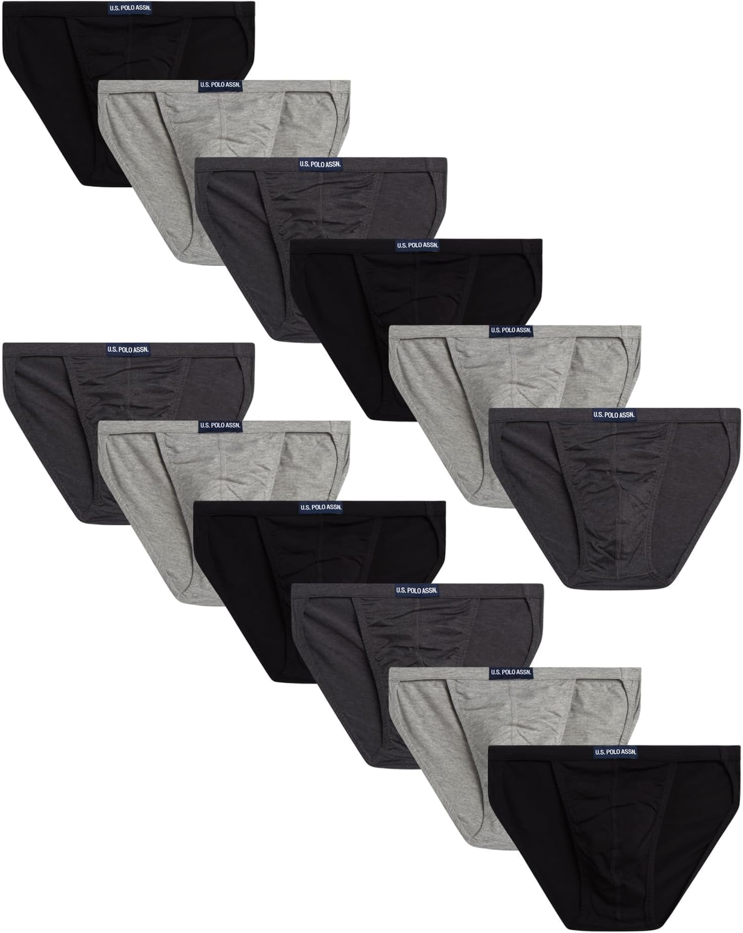 U.S. Polo Assn. Mens Bikini Underwear - 12 Pack String & Classic Cut Mens Briefs (Sizes S-3XL)