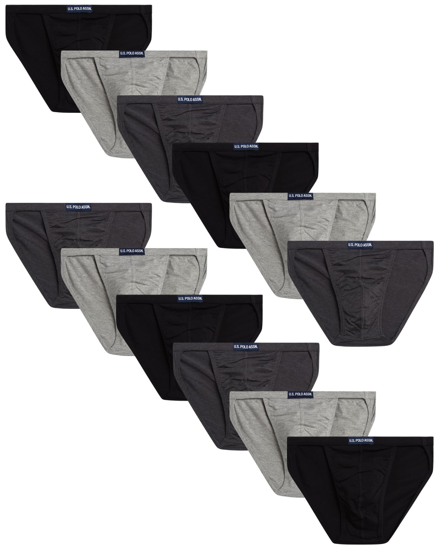 U.S. Polo Assn. Mens Bikini Underwear - 12 Pack String & Classic Cut Mens Briefs (Sizes S-3XL)