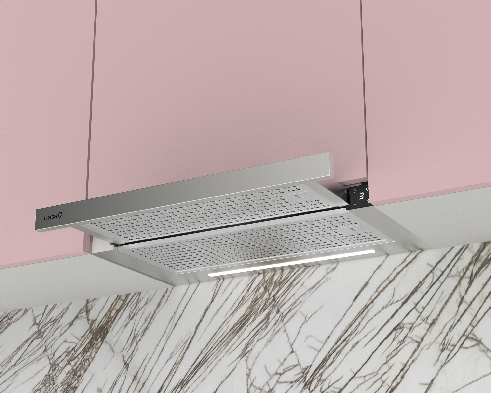 CATA TFH 6430 X Dunstabzugshaube, 60 cm, 391 m³/h, 4 Geschwindigkeiten 3+1 Turbo, Touch-Steuerung mit Display, bürstenloser Motor, dimmbare LED, Klasse A+, Edelstahl