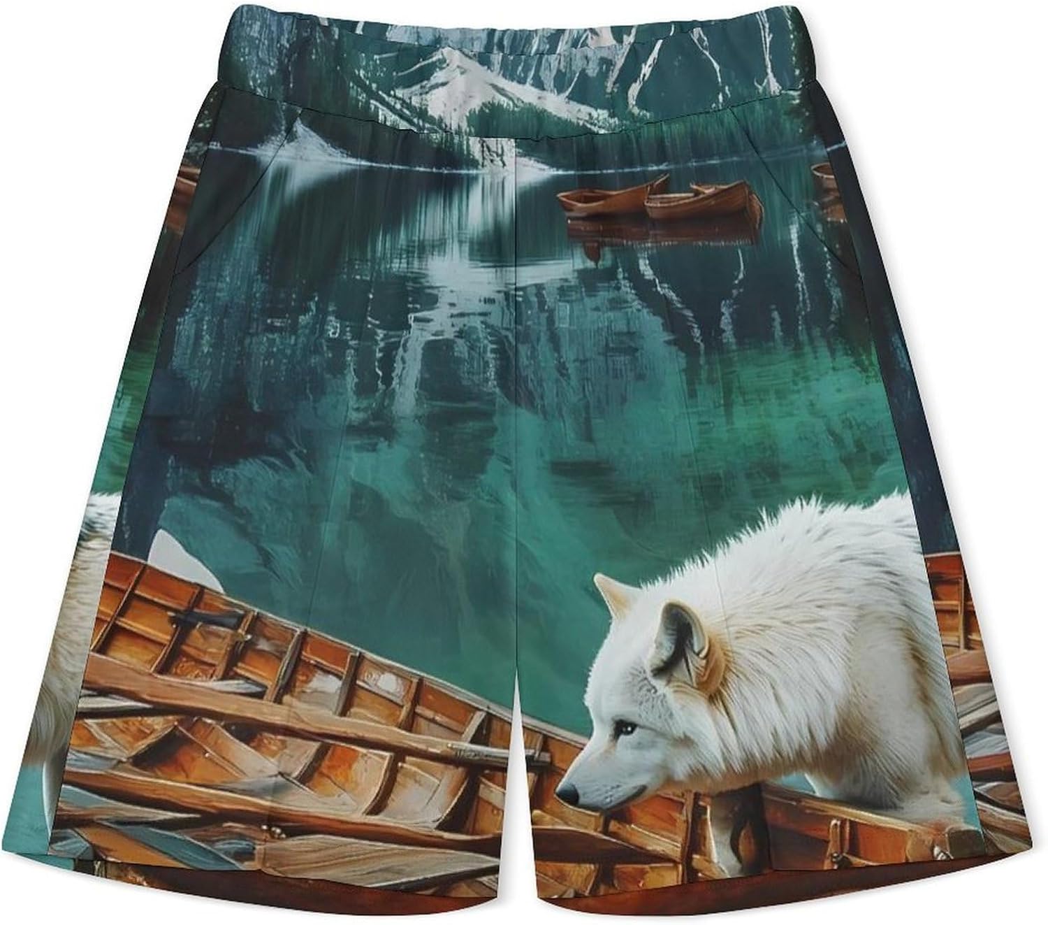 Wolf Boats In A Lake Italy Mens Polo Shirts Track Suits 2 Piece Short Sleeve Sweatsuit 1/4 Zip Golf Loungewear for Sports