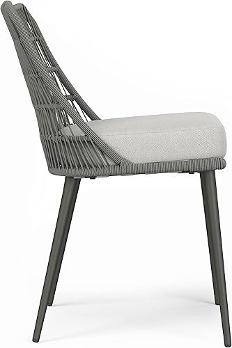 Miniatura 4 de SIMPLIHOME Beachside - Silla de comedor contemporánea al aire libre (juego de 2) en tela de poliéster gris para el comedor
