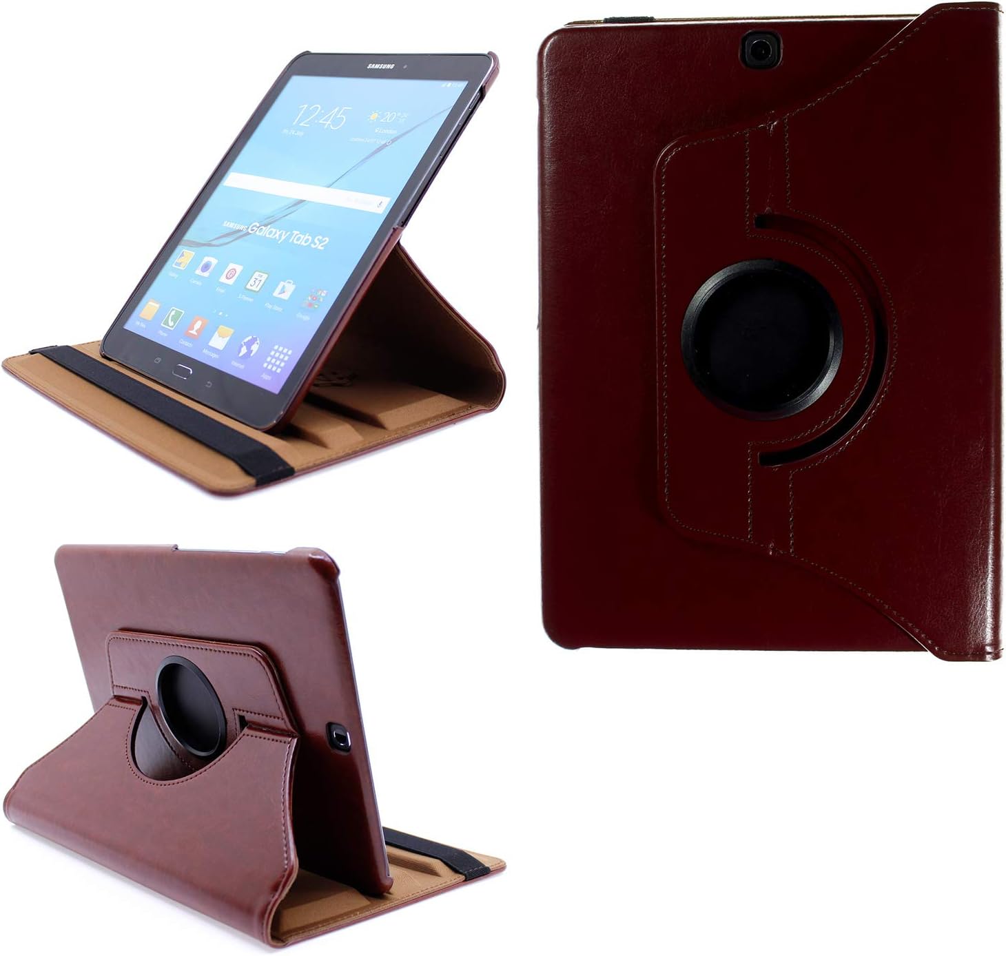 COOVY® 2.0 Case for Samsung Galaxy Tab S2 9.7 SM-T810 SM-T813 SM-T815 SM-T819 360° Rotation Smart Cover Case Stand Auto Alarm Clock/Sleep | Brown