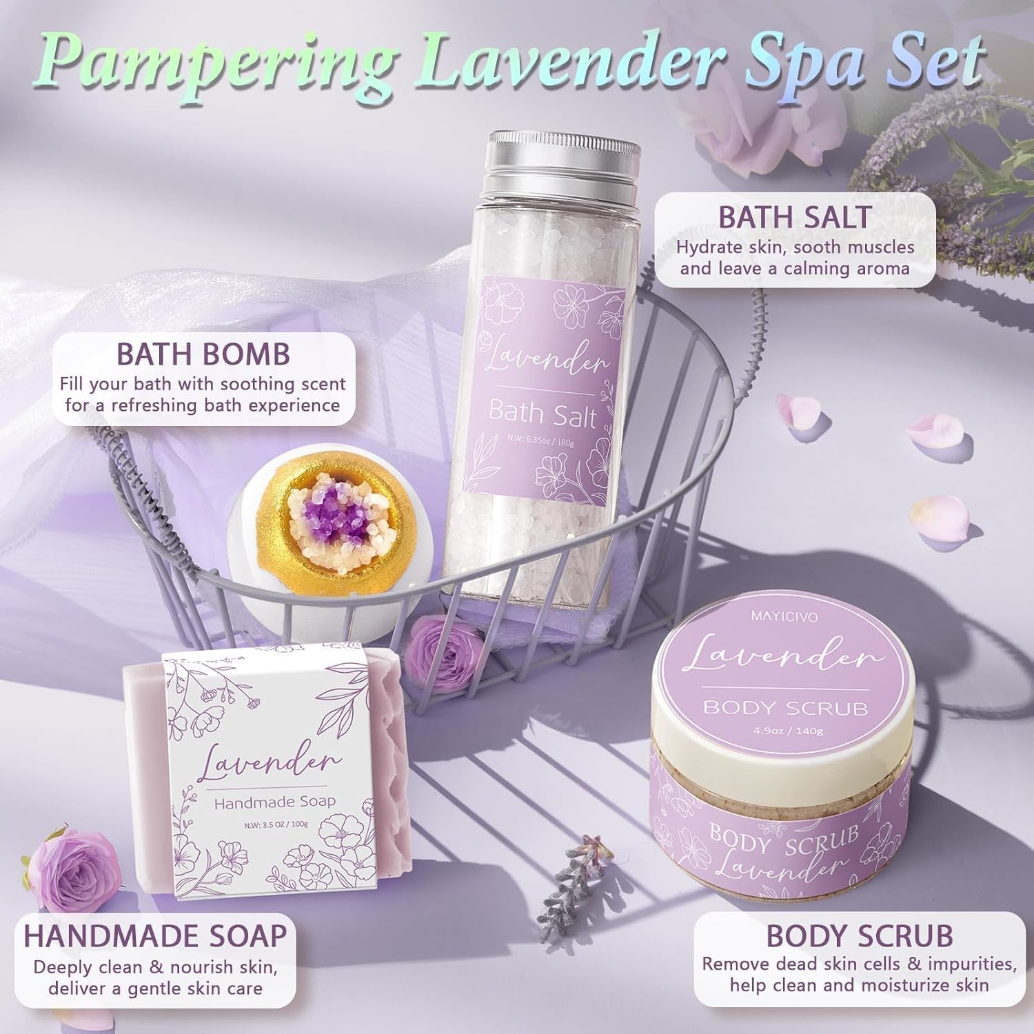 MAYICIVO Kit De Spa Para Mulheres, Cesta De Presente Relaxante Com Lavanda, Kit De Banho Para Casa, Kit De Autocuidado, Presente De Agradecimento, Aniversário, Páscoa, Para… em promoção! Veja a oferta e mais achadinhos de Kits 5 Hoje é o melhor dia para comprar MAYICIVO Kit De Spa Para Mulheres, Cesta De Presente Relaxante Com Lavanda, Kit De Banho Para Casa, Kit De Autocuidado, Presente De Agradecimento, Aniversário, Páscoa, Para… com aquele preço maroto! Promoção! Aproveite a oferta! 5
