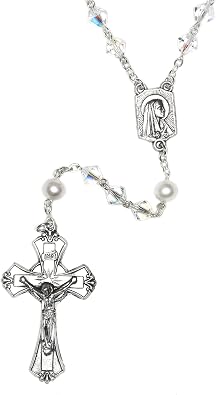 Crystal Catholic Prayer Rosary created with Swarovski Crystals - Includes Pouch,#34;How to Pray the Rosary" and birth month meaning