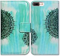 Vista 8 de Bcov - Funda para iPhone 7 Plus/iPhone 8 Plus, diseño circular de colores magníficos con tarjetero y función atril para iPhone 7 Plus/iPhone 8 Plus
