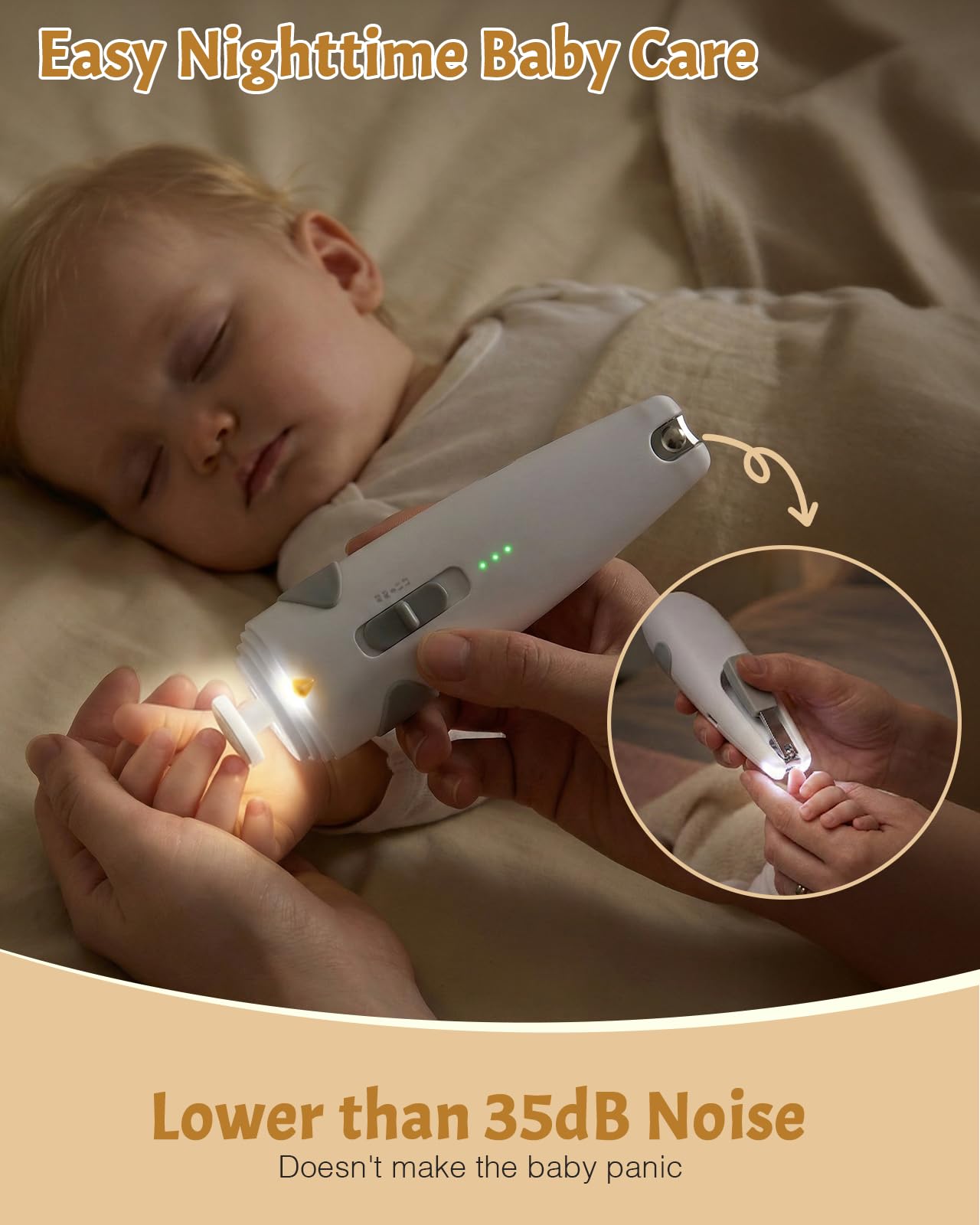 Lictin Set para Cuidado del Bebé-26 en 1 recargable cortaúñas eléctrico para bebé set, Lima de uñas para bebés con iluminación automática, Portátil Kit de Aseo para Bebés, ¡gran idea de regalo - 4