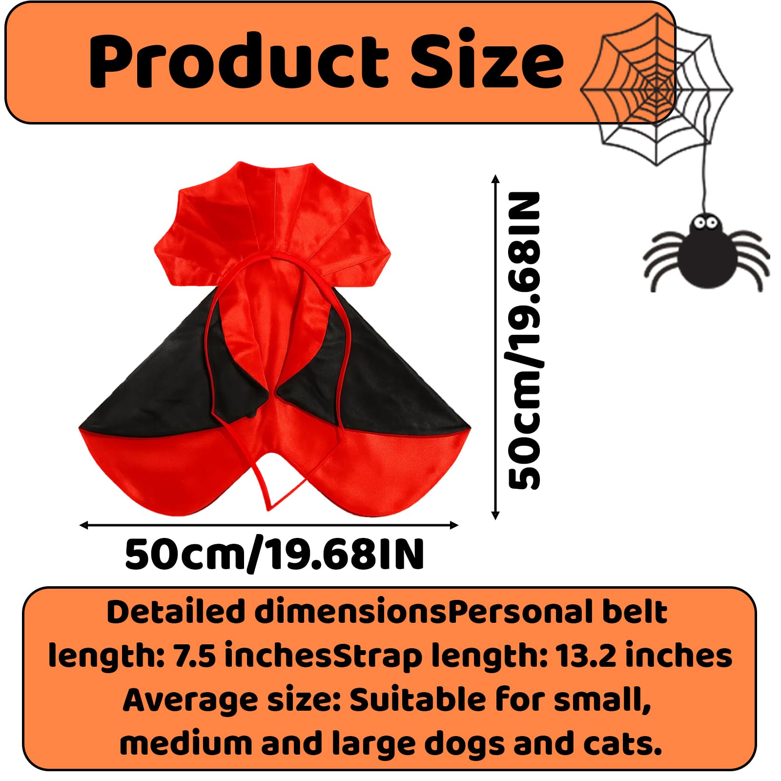 Cat Halloween Costume, Vampire Cape for Small to Medium Dogs and Cats Pet Outfit for Halloween Party Cosplay, and Themed Events, M Size - Image 2