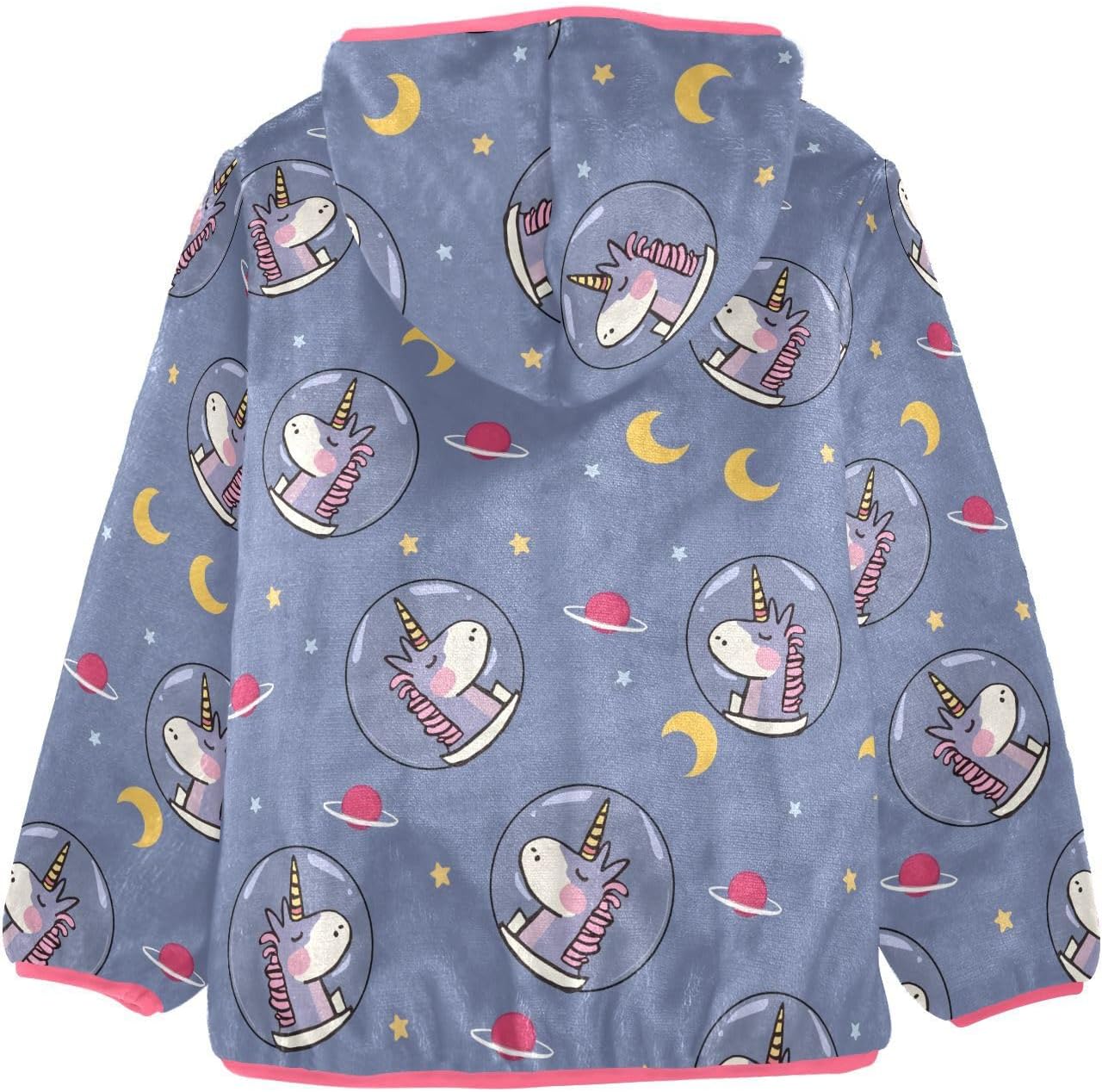 Girls Hoodie Outfit Cartoon Unicorn Pattern Zipper Sweatshirt Coat Fleece Jacket for Kids 3-10T