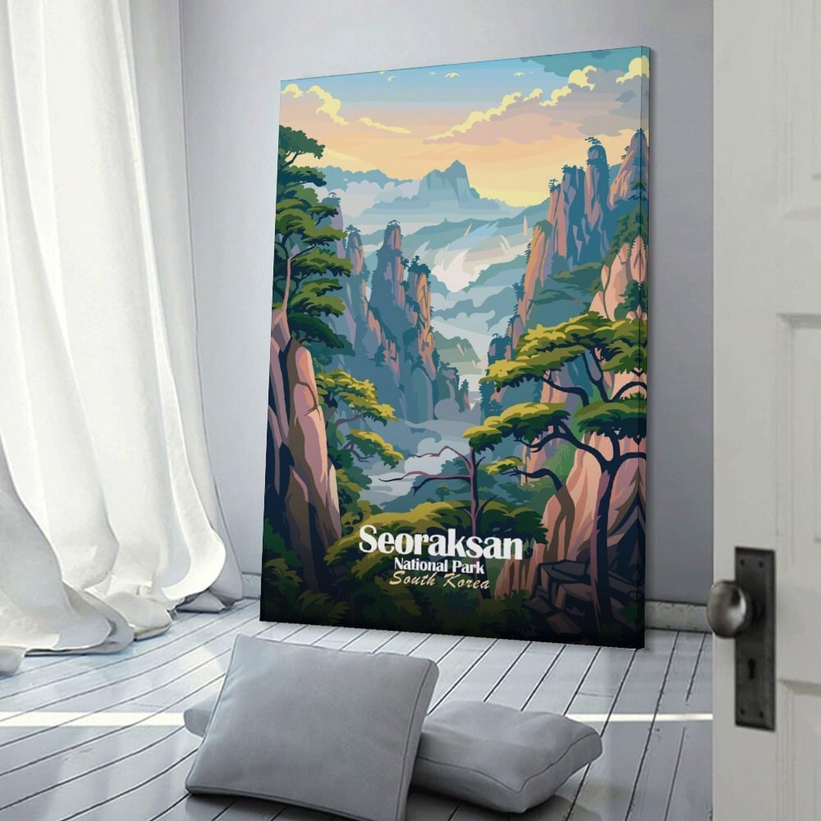 Junmoney Seoraksan National Park, South Korea Canvas Art Print 08x12inch(20x30cm), for Bedroom Decor, Cosy Corners Or Studios, An Easy Wall Refresh for Bedrooms