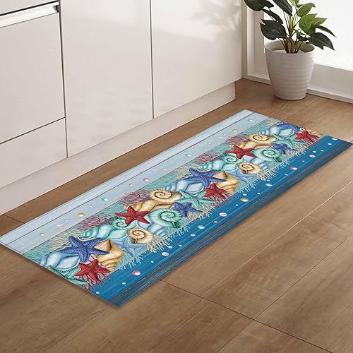 Miniatura 81 de Alfombras y tapetes de cocina Hello Fall, 2 unidades, color azul, naranja, calabaza, hoja de arce, pájaros, alfombras antideslizantes con pasillo