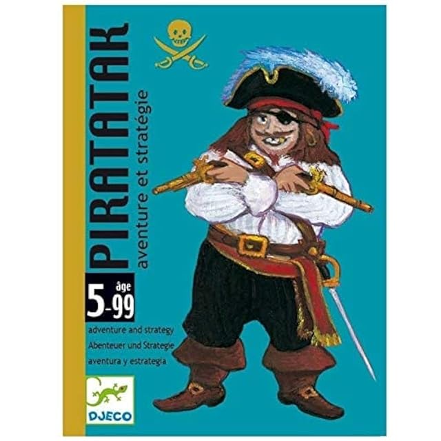 DJECO Juego Infantil de Cartas PIRATATAK Juego de Estrategia Niños Mayores de 5 años.