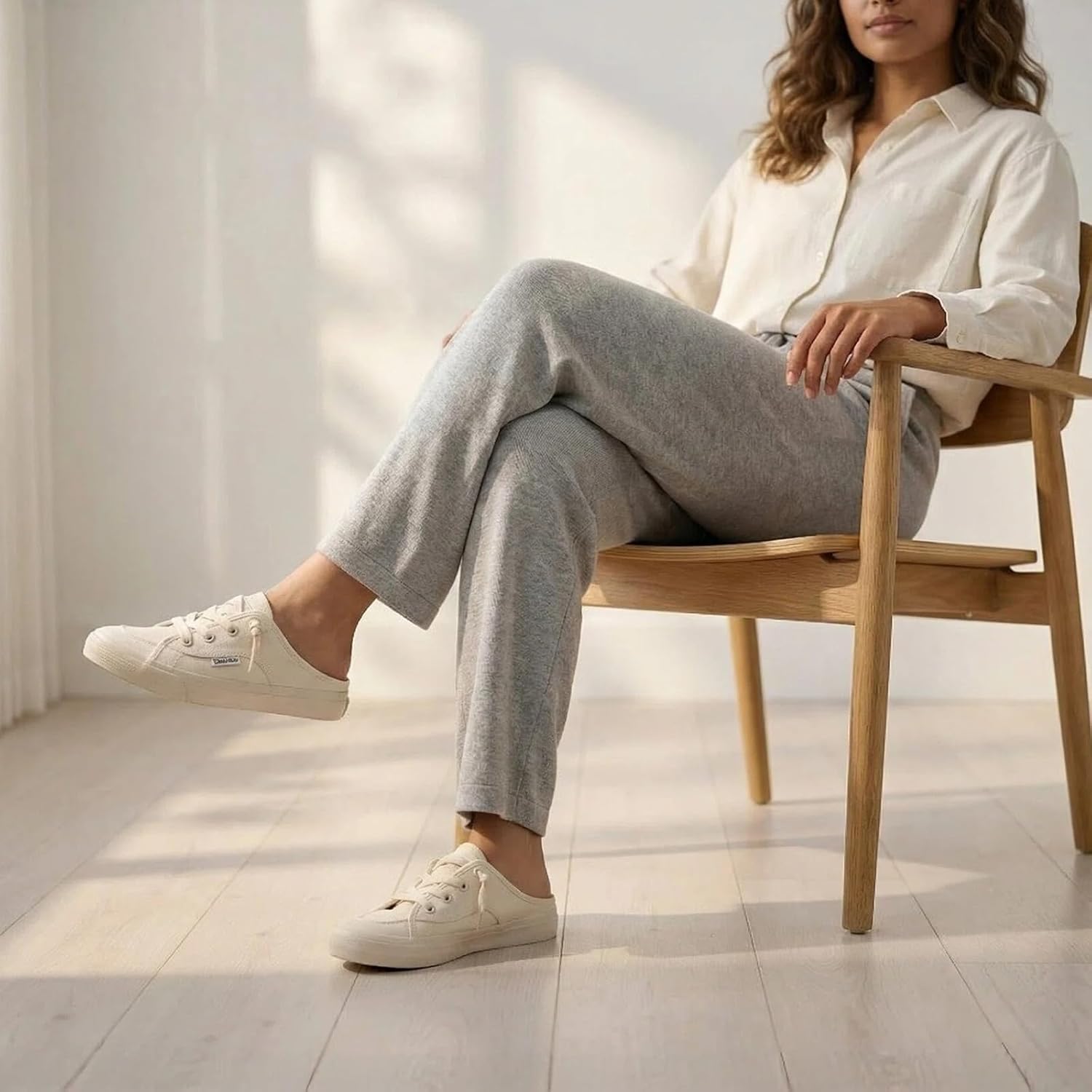 hash bubbie Women's Mules Comfortable Slip on Sneakers Tennis Shoes Summer Backless Canvas Shoes Close Toed Sandals - Image 3