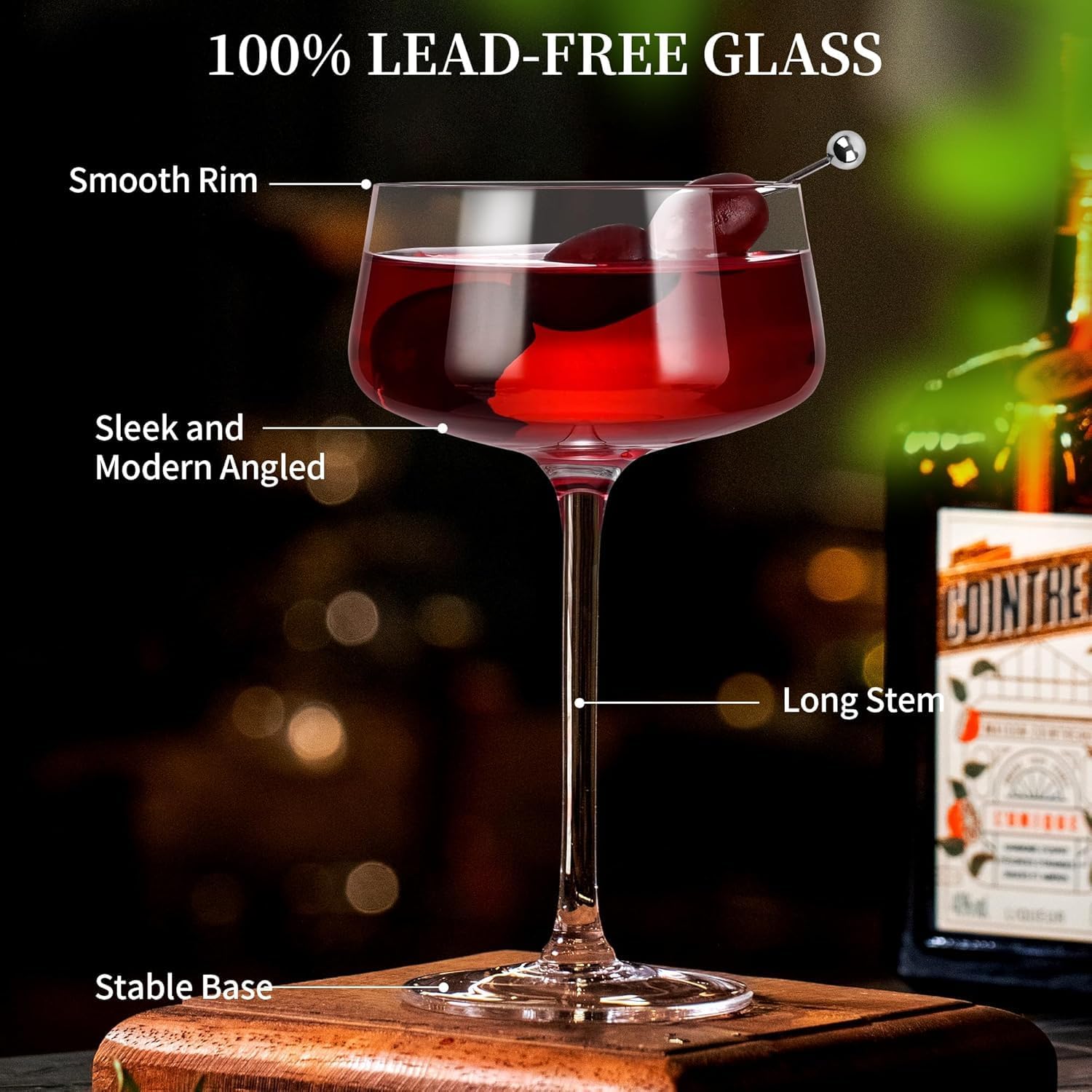 Martini Glasses Set of 6 8Oz Coupe Cocktail Glasses Hand Blown Premium Crystal Cocktail Glass for Bar Perfect for Bar, Cocktails, Martinis, Margaritas, Parties - Image 5