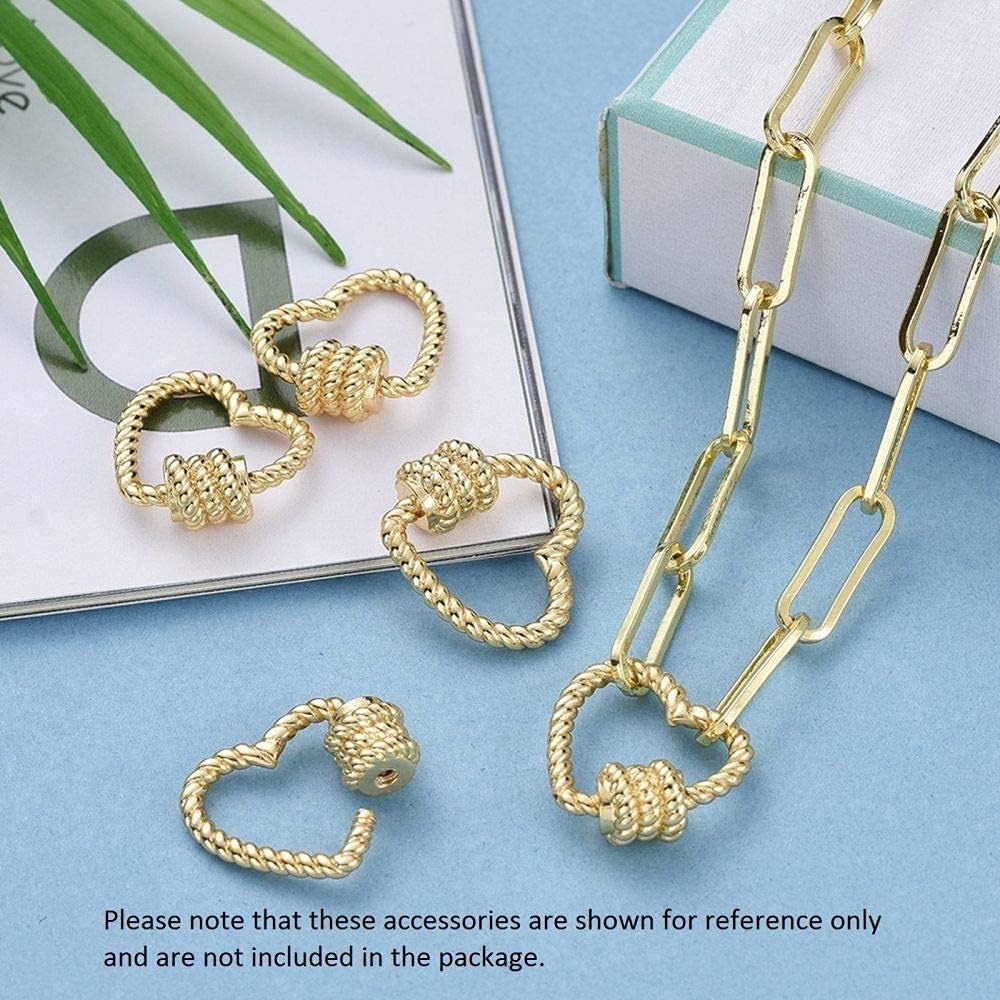 LiQunSweet 5 Pcs Small Brass Screw Carabiner Heart Lock Charms Clasp Hook Closure Buckle for Necklace Bracelet Making Mini Dangling Charms Pendant Keyrings Handbag Decor - 17mm - Image 7