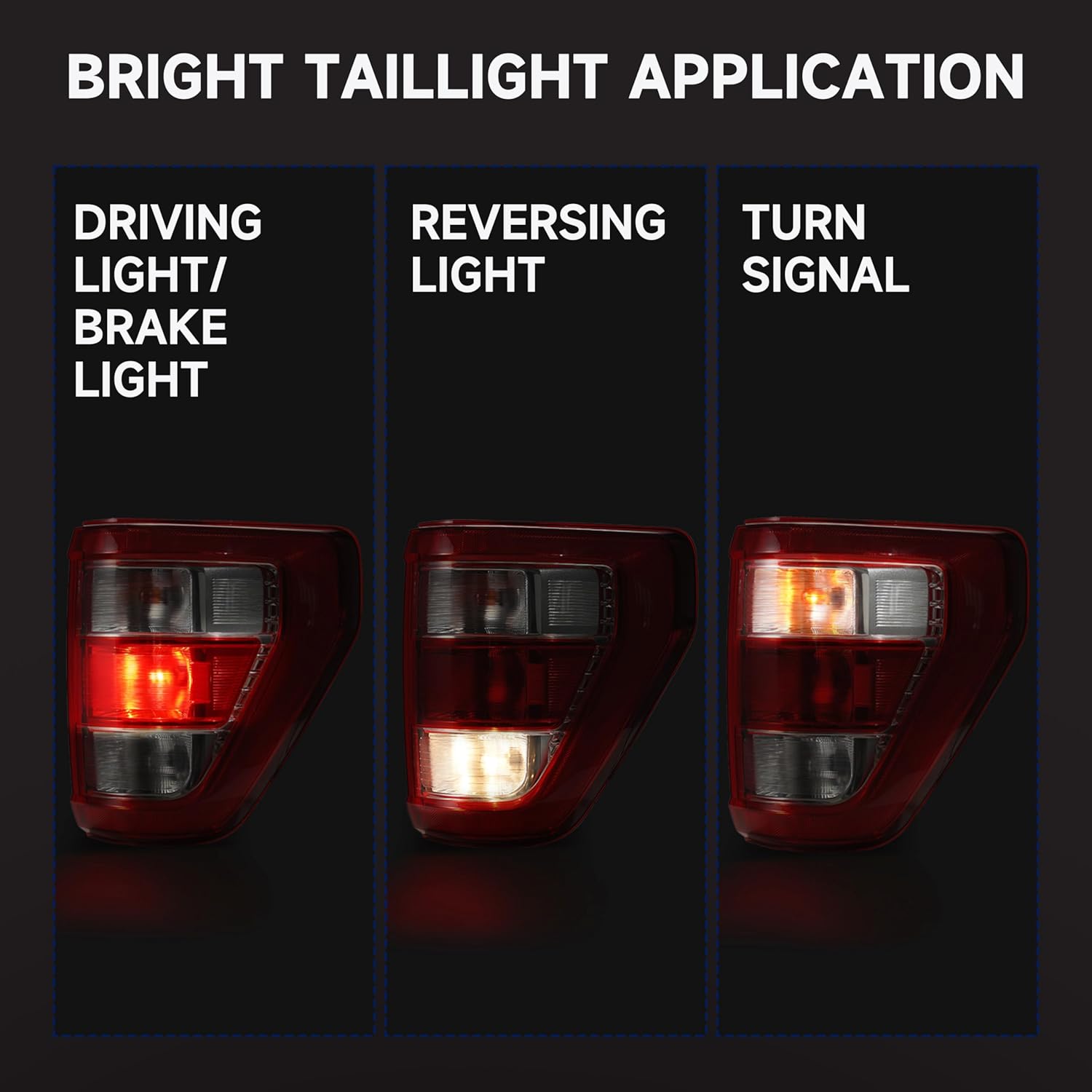 Tail Light Assembly Compatible with Ford F150 XL XLT 2021 2022 2023, F150 Halogen W/o Blind Spot Taillight W/Bulb & Harness, Right Passenger Side, OEM: ML3Z13404F