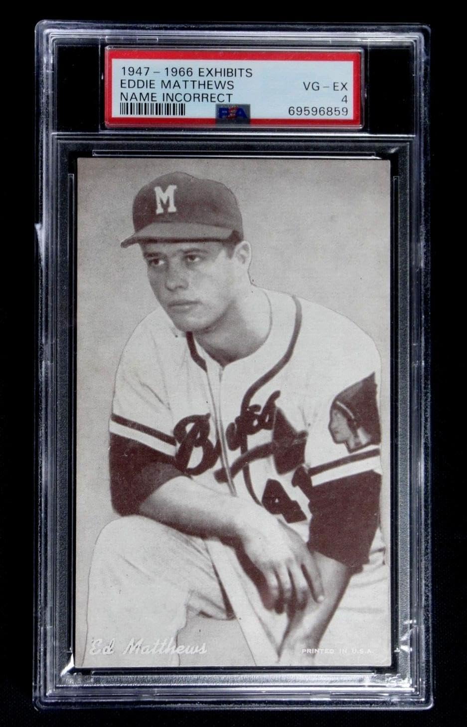 Ed Eddie Mathews 1947-1966 Exhibits Baseball Card Psa 4 Vg-ex Name Incorrect - Sports Memorabilia