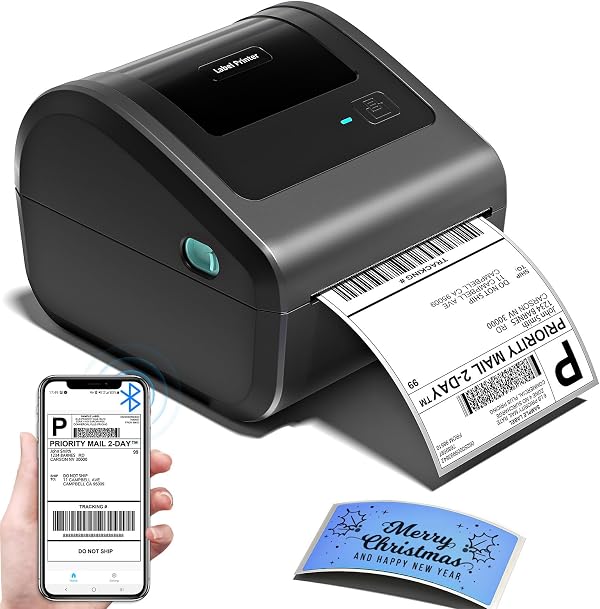 Omezizy Bluetooth Shipping Label Printer with Built-in Label Bin
