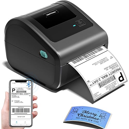 Bluetooth Shipping Label Printer 4x6, D450BT Thermal Label Printer for Shipping Packages, Thermal Printers for Small Business, Compatible with Android, iPhone, Windows, macOS, Tiktok, UPS