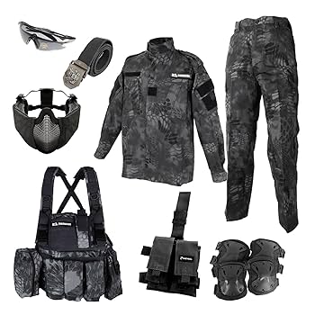 サバゲー　装備セット Amazon | SHENKEL シェンケル 8点セット BDU 黒装備 (タイフォン
