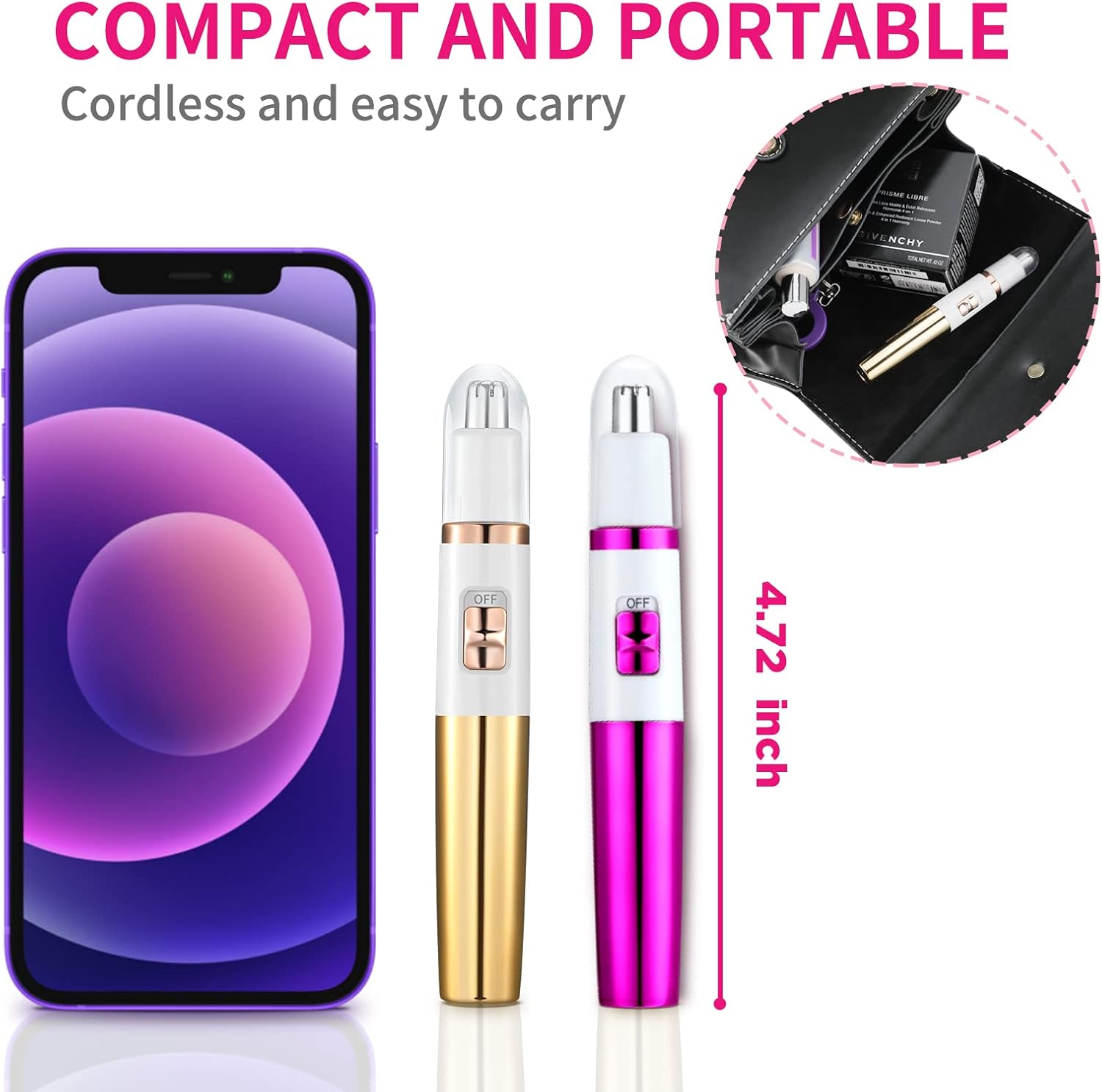 AREYZIN Nose Hiar Trimmer for Women,Ladies Painless Nose Trimmer Women,Eyebrow Facial Ear Hair Trimmer Hair Clippers Professional, Waterproof, Dual-Edge Blade, Purple