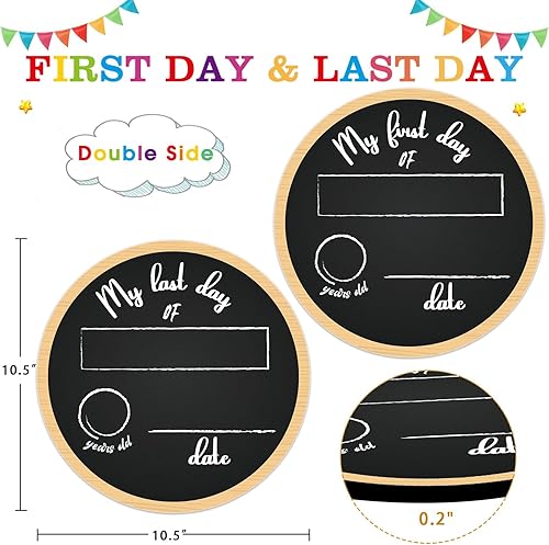 Miniatura 2 de FaCraft Cartel de primer día de escuela  Pizarra de doble cara para el regreso a la escuela para niños, hijo, hija, borrable para el primer día de