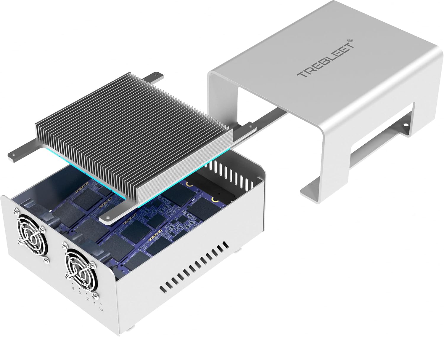 TREBLEET Thunderbolt 3 Four-Slot M.2 NVMe SSD Enclosure 40Gbps up to 2800MB/s Support Thunderbolt 2 Compatible with M1 M2 (Performance Edition)