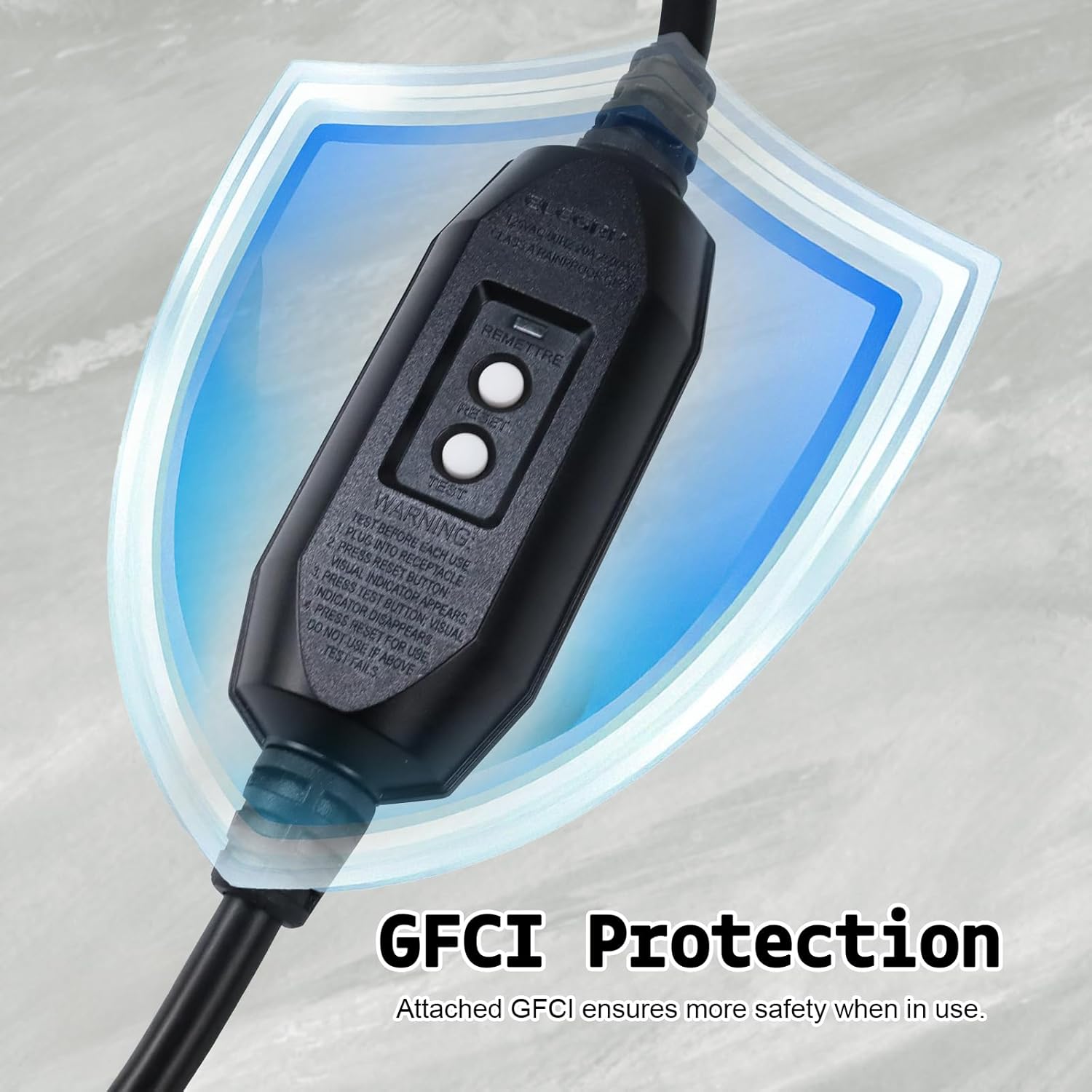 3 Ft GFCI Lighted Black Appliance Extension Cord with 3 Power Outlets, 15 Amp 12/3 SJTW Heavy Duty Pigtail Extension Cable with 3 Prong Grounded Plug for Safety, UL Listed
