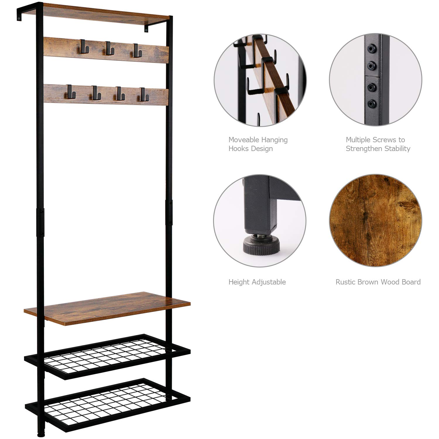 Leopard Hall Tree, Entryway Coat Rack, Against the Wall Narrow Hall